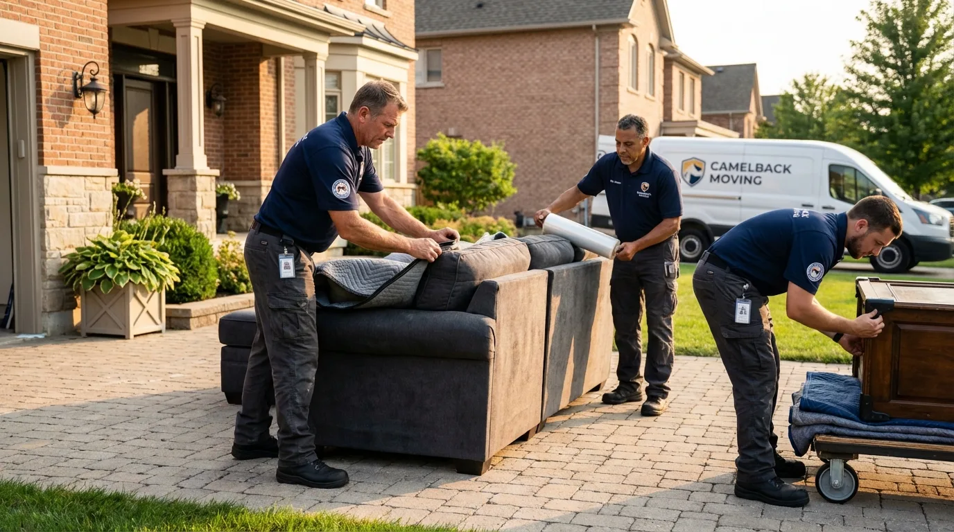 Large estate moving crew wrapping furniture in Abbeville, GA