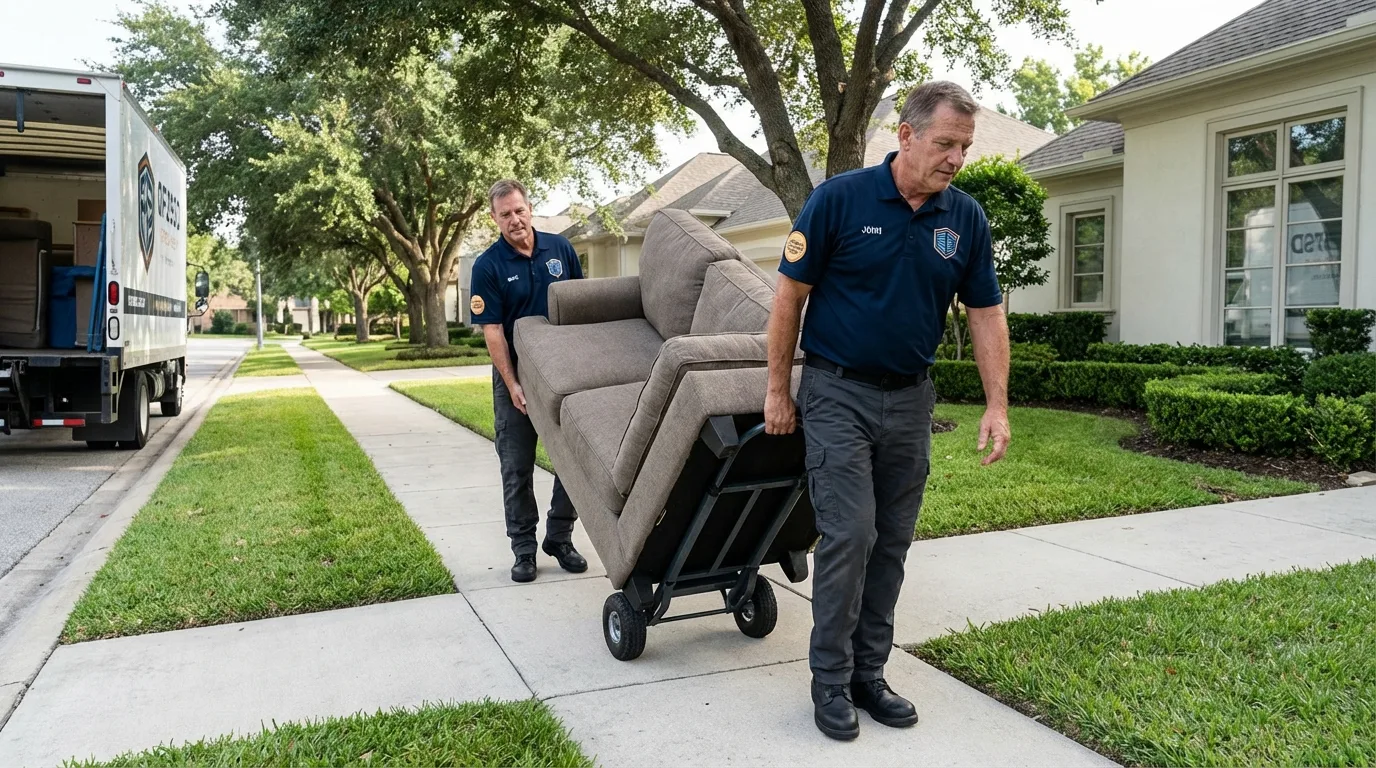 Local residential moving crew loading furniture in Abbeville, GA